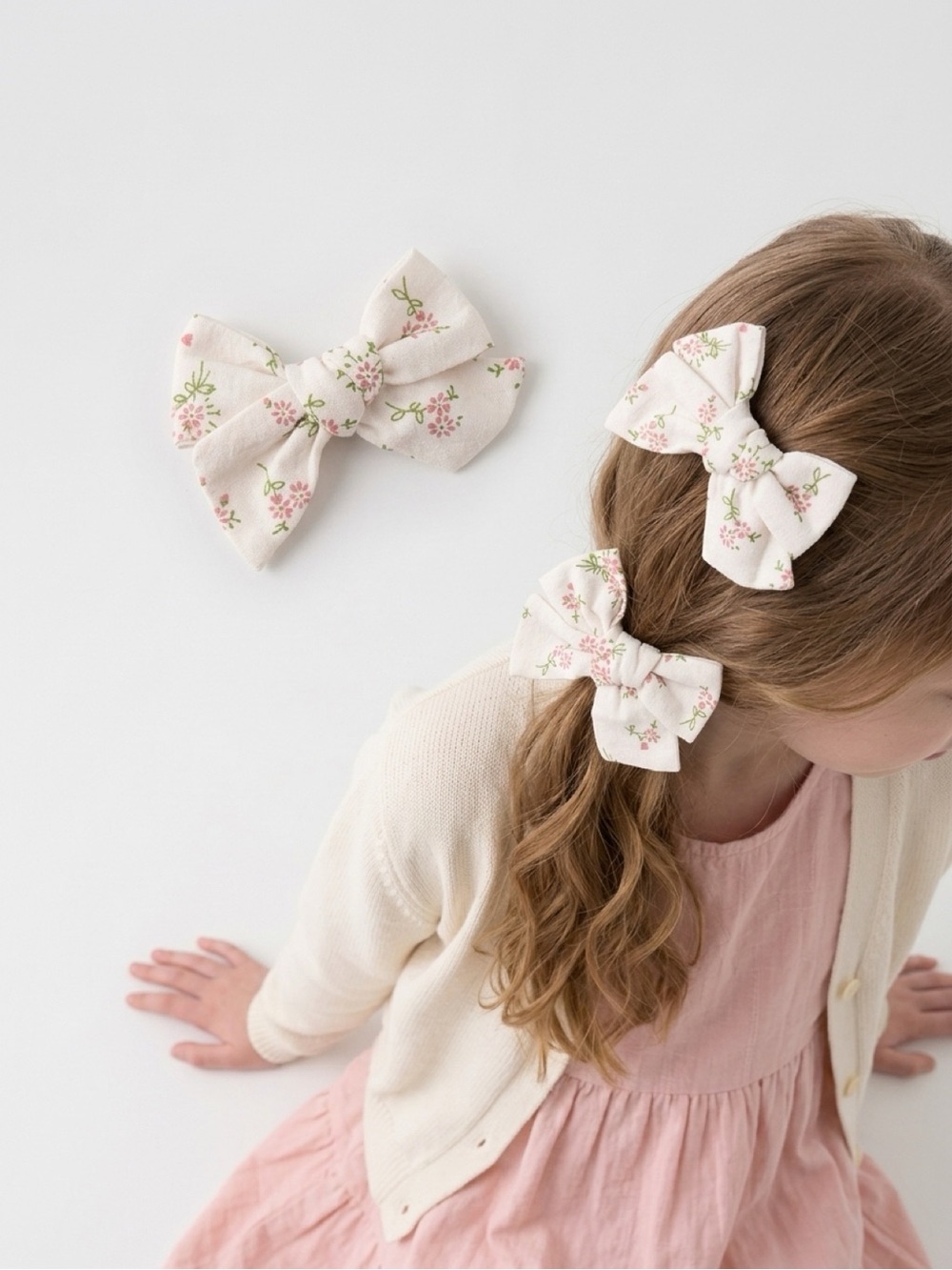 Handmade Vintage-Style Floral Hair Bow Clip
